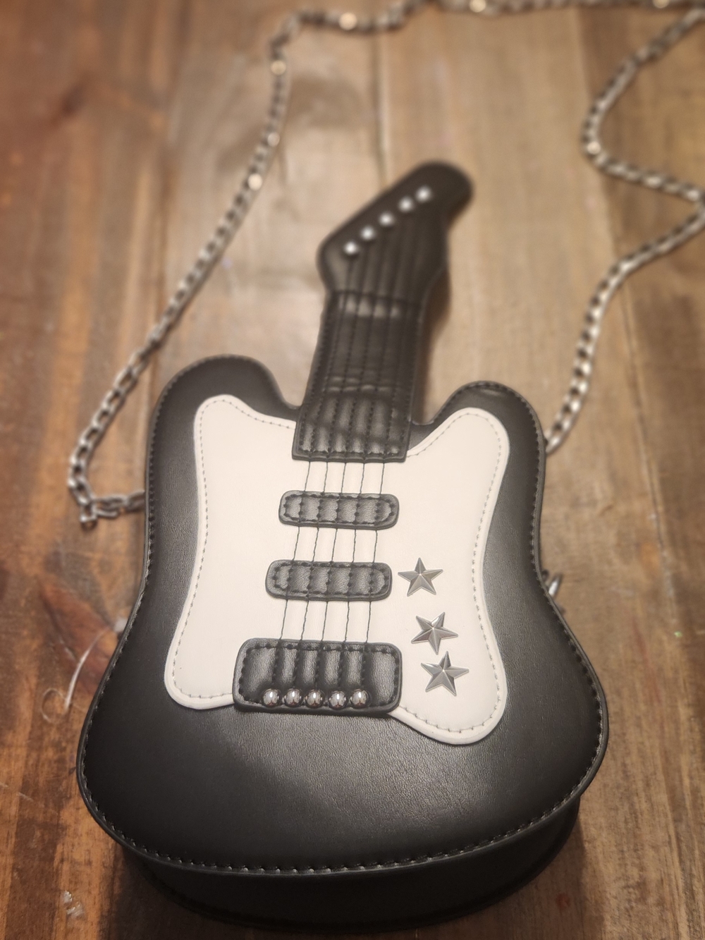 Source Unknown Black & White Guitar Crossbody Bag